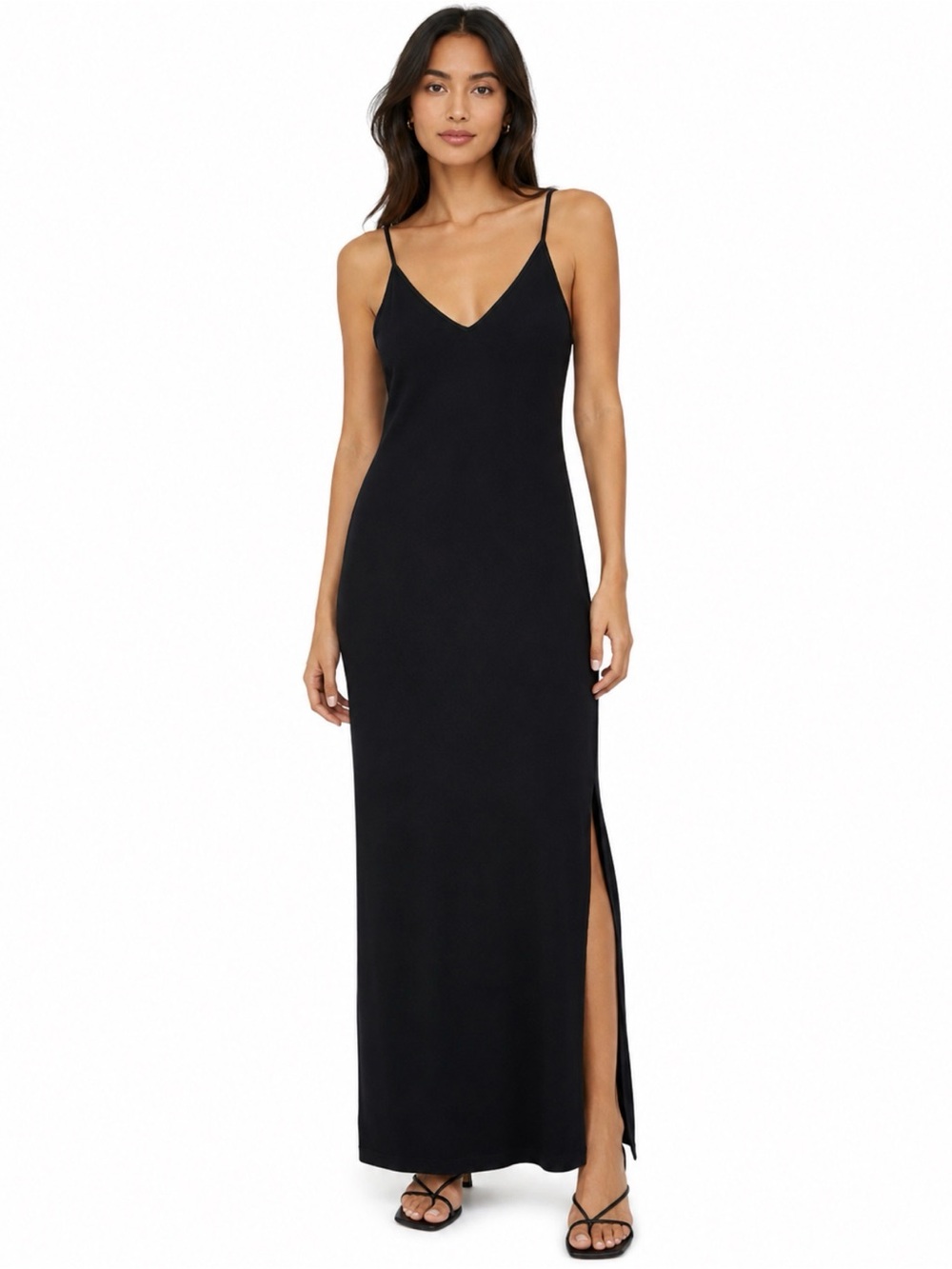 🖤 Abercrombie & Fitch Collection Black Ribbed Maxi Slip Dress • Size S 🖤